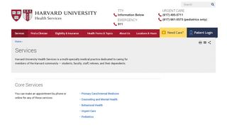 
                            5. Services | Harvard University Health Services