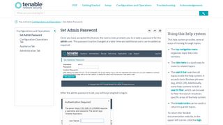 
                            3. Set Admin Password - Tenable™