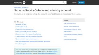 
                            2. Set up a ServiceOntario and ministry account | Ontario.ca