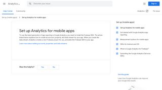 
                            2. Set up Analytics for mobile apps - Analytics Help - Google Help