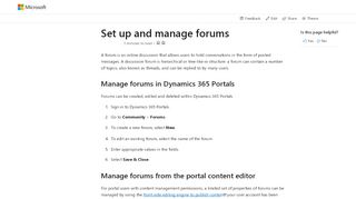 
                            1. Set up and moderate forums for a portal in Dynamics 365 for Customer ...