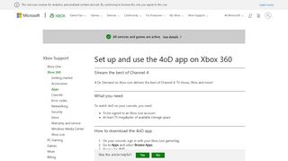 
                            7. Set up and use the 4oD app on Xbox 360 - Xbox 360 Support