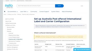 
                            8. Set up Australia Post eParcel International Label and Carrier ... - Neto