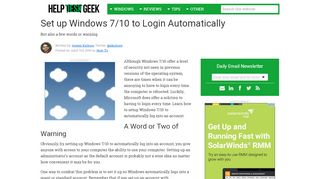 
                            11. Set up Windows 7/10 to Login Automatically - Help Desk Geek