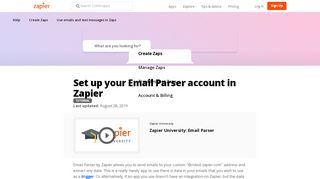 
                            5. Set up your Email Parser account in Zapier | Use emails and text ...