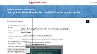 
                            11. Set up your Kobo eReader for the first time using a computer