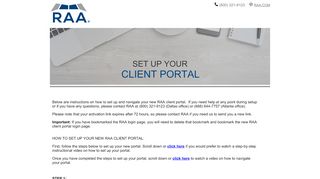 
                            1. Set up Your RAA Client Portal