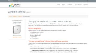 
                            1. Set up your ZTE H268A Home Gateway | Altima Telecom
