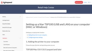 
                            9. Setting up a Star TSP100 (USB and LAN) on your …