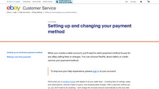 
                            2. Setting up and changing your payment method | eBay