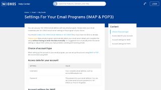 
                            9. Settings For Your Email Programs (IMAP & POP3) - 1&1 ...