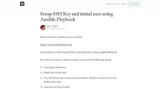 
                            7. Setup SSH Key and initial user using Ansible Playbook - Medium