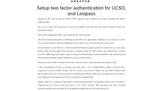 
                            5. Setup two factor authentication for UCSD, and Lastpass | Andrea ...