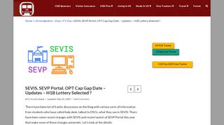 
                            5. SEVIS, SEVP Portal, OPT Cap Gap Date - Updates - H1B Lottery ...