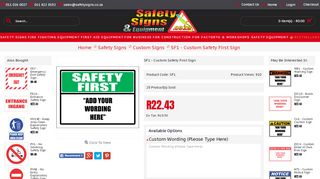 
                            1. SF1 - Custom Safety First Sign - Safety Signs & Equipment ...