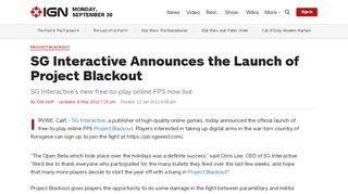 
                            8. SG Interactive Announces the Launch of Project Blackout - IGN