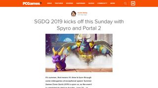 
                            7. SGDQ 2019 kicks off this Sunday with Spyro and Portal 2 | PCGamesN