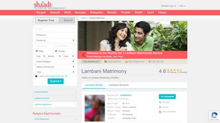 
                            7. Shaadi.com - Lambani Matrimony & Matrimonial Site