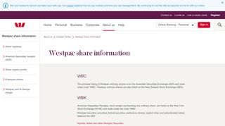 
                            5. Share information, Registries, Investor Centre | Westpac