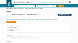 
                            10. Sharecare Health Data Services LLC | Complaints | Better Business ...