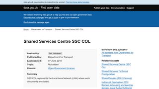 
                            1. Shared Services Centre SSC COL - data.gov.uk