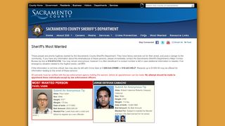 
                            6. Sheriff's Most Wanted - Sacramento County Sheriff's Department