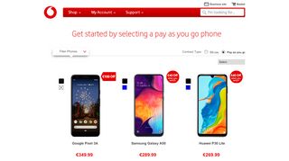 
                            7. Shop for pay as you go phones online - Vodafone