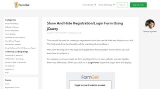 
                            4. Show And Hide Registration/Login Form Using jQuery | FormGet