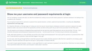 
                            4. Show me your username and password requirements at login ...