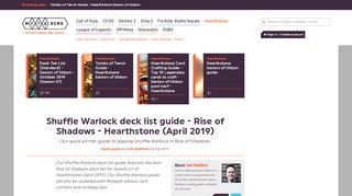 
                            4. Shuffle Warlock deck list guide - Rise of Shadows - Hearthstone (April ...