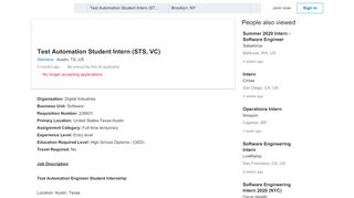 
                            7. Siemens hiring Test Automation Student Intern (STS, VC) in Austin, TX ...