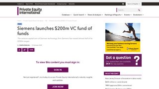 
                            5. Siemens launches $200m VC fund of funds | Private Equity International