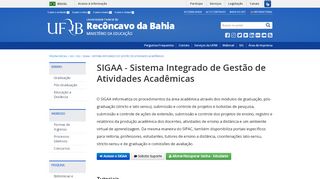 
                            4. SIGAA - Sistema Integrado de Gestão de Atividades ... - UFRB