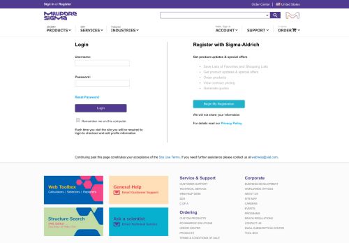 
                            2. Sigma-Aldrich, Login