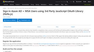 
                            3. Sign in Azure AD + MSA Users using 3rd Party JavaScript OAuth Library