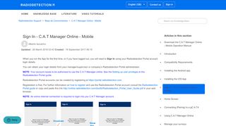 
                            6. Sign In - C.A.T Manager Online - Mobile – Radiodetection Support