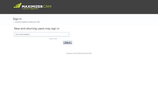 
                            8. Sign in – Customer Feedback for Maximizer CRM