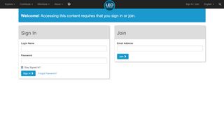 
                            5. Sign In / Join - Sign In - LEO Network