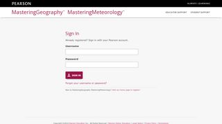 
                            10. Sign In | MasteringGeography MasteringMeteorology | Pearson