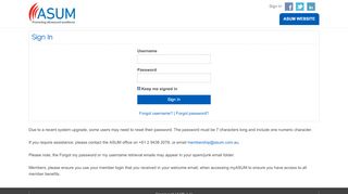 
                            3. Sign In - members.asum.com.au