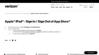 
                            8. Sign In / Sign Out of App Store - Apple iPad | Verizon Wireless