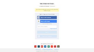 
                            11. Sign in / Sign up to Times of India - Indiatimes