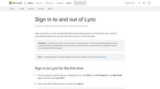 
                            2. Sign in to and out of Lync - Office Support
