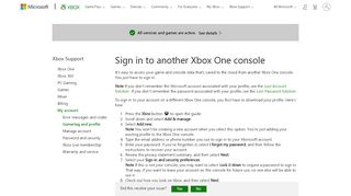 
                            2. Sign In to Another Xbox One Console - Xbox Support