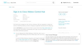 
                            4. Sign in to Cisco Webex Control Hub - Webex Help Center