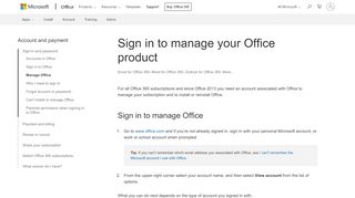 
                            4. Sign in to manage your Office product - Office Support