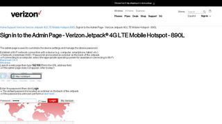 
                            3. Sign in to the Admin Page - Verizon Jetpack® 4G LTE Mobile ...