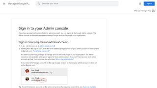 
                            4. Sign in to your Admin console - Managed Google Play Help