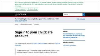 
                            10. Sign in to your childcare account - GOV.UK