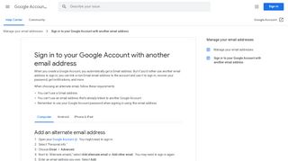 
                            3. Sign in to your Google Account with another email address - Google ...